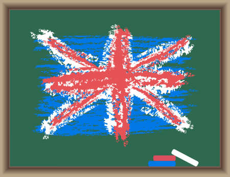 The drawn flag of England on a blackboardのイラスト素材