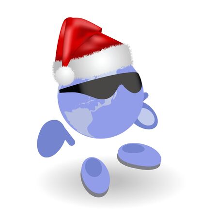 The round man and fur-cap on a white backgroundのイラスト素材