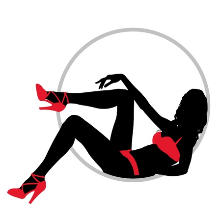 The girl in swimsuit on a white backgroundのイラスト素材