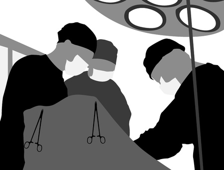 Operating room and surgeons on a white backgroundのイラスト素材