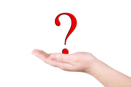 The question-mark on a palm on a white backgroundの写真素材