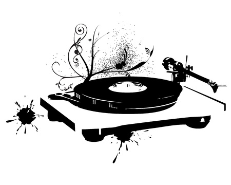 Dj mix on a white background. Vinyl recordのイラスト素材