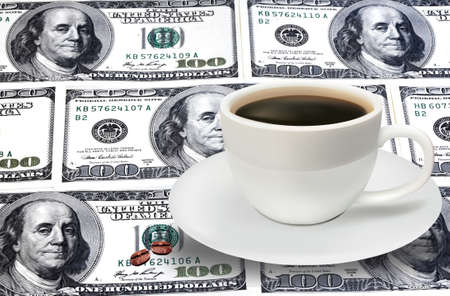 Cup from coffee on a table  Dinner at officeの写真素材