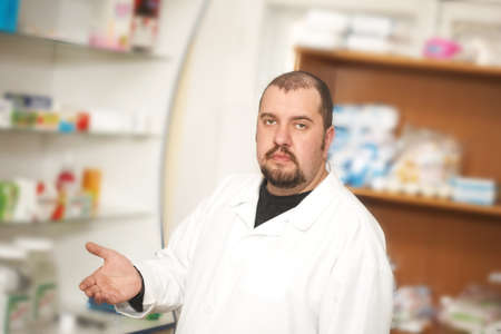 Portrait of a male pharmacist at pharmacy. Medicine の写真素材