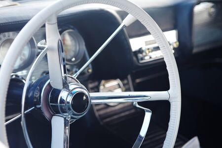 White retro car. Detail of retro car の写真素材
