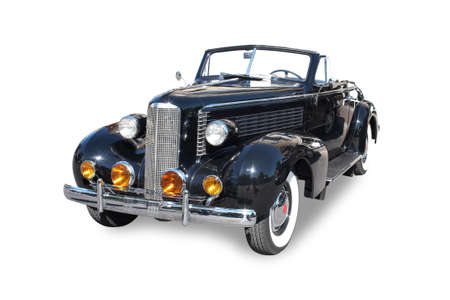 Black a retro the car on a white background  Isolated の写真素材