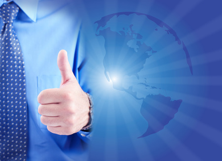 The successful businessman in a blue shirt. Okの写真素材