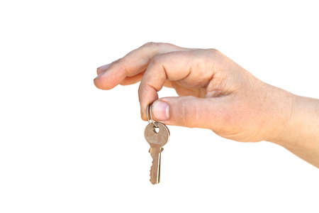 The key on palm on a white backgroundの写真素材