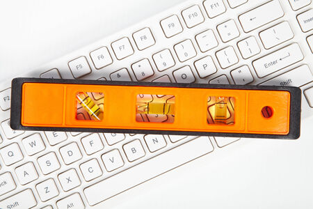 Construction and computer technology. Tools and keyboard