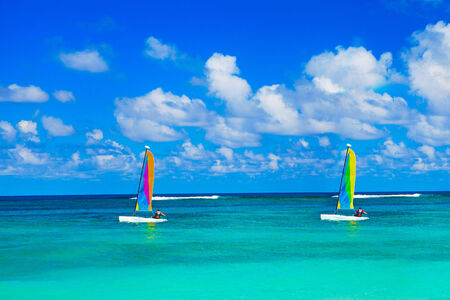 Yacht at ocean. The Caribbean Sea. Ocean and summerの写真素材