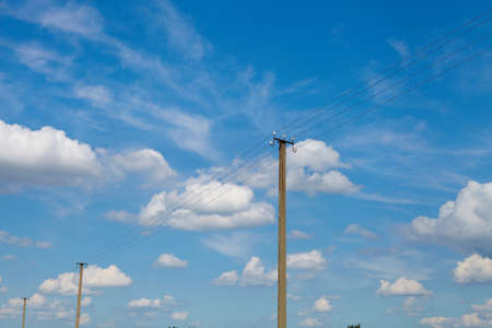 Blue sky with clouds and sun. Energyの写真素材