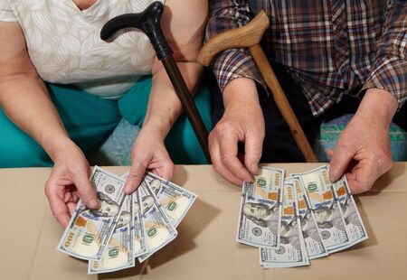 Old couple and money. Senior people health careの写真素材