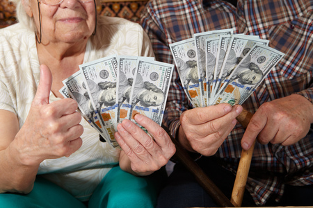 Old couple and money. Senior people health careの写真素材