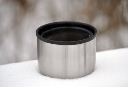 cup of tea in the snowの写真素材