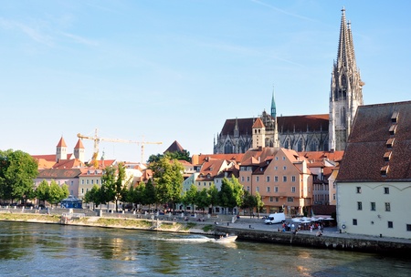 Old town of Regensburg and the Danube, Germanyのeditorial素材