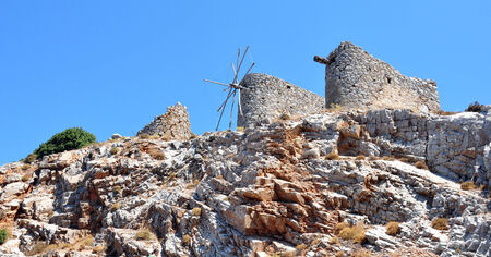 Old windmill, Crete, Greece, Europeの写真素材