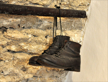 old leather shoesの写真素材
