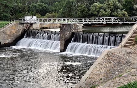 sluice on the river Svratka, Czech Republic, Europeのeditorial素材