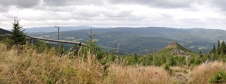 panoramic view of the mountains Jeseniky, Czech Republic, Europeのeditorial素材