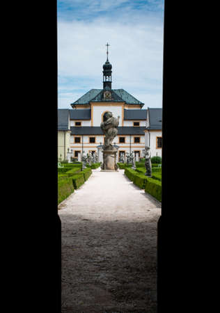 Ancient hospital Kuks view through gateの写真素材