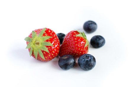 Blueberries and strawberryの写真素材