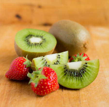 Kiwi fruit and strawberriesの写真素材
