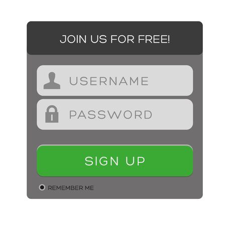 Flat design login formのイラスト素材