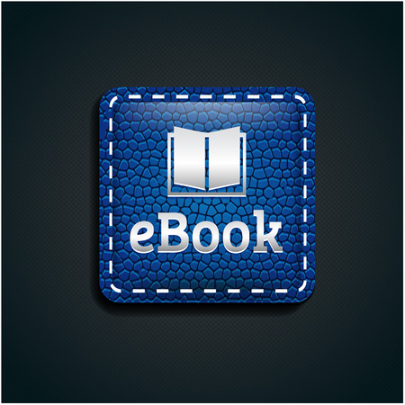 Ebook icon button on blue leatherのイラスト素材