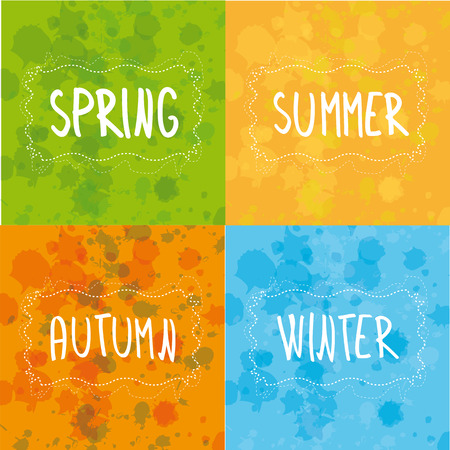 Spring, summer, autumn, winter handwritingのイラスト素材