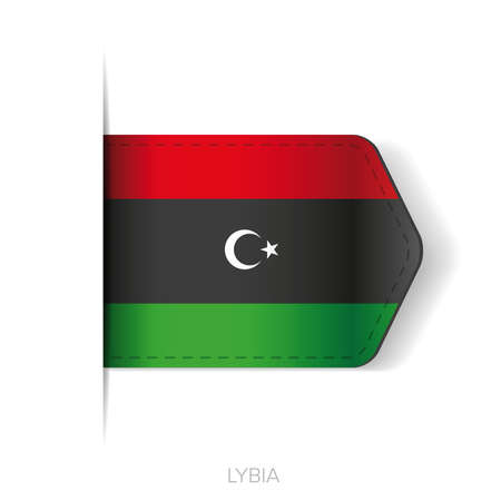 Libya flag vector ribbonのイラスト素材