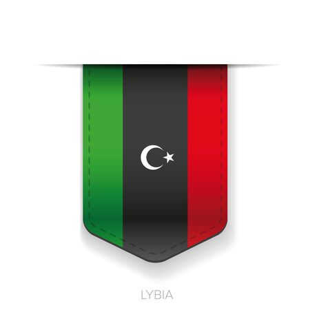 Libya flag vector ribbonのイラスト素材