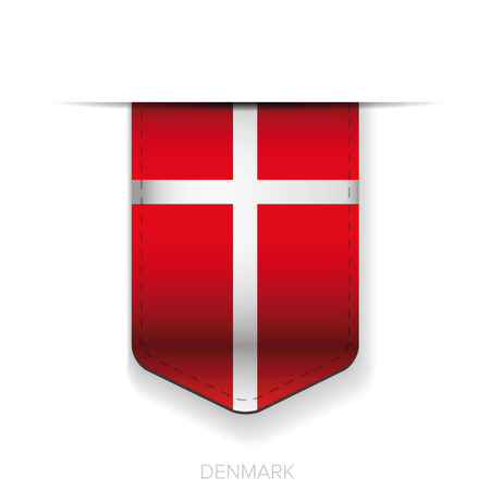 Denmark flag vector ribbonのイラスト素材