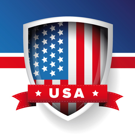 USA flag shield and ribbon vectorのイラスト素材