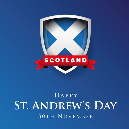 St Andrew Day Scotland flag shield banner or posterのイラスト素材