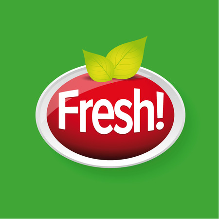 Fresh label vector red with leafのイラスト素材