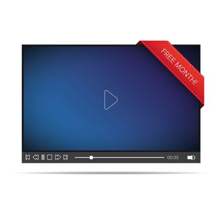 Flat video player for web and mobile apps with free month notificationのイラスト素材