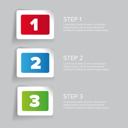 One two three - progress steps vector labelのイラスト素材
