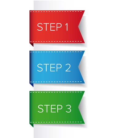 Step one two three bookmark ribbon -  progress vectorのイラスト素材