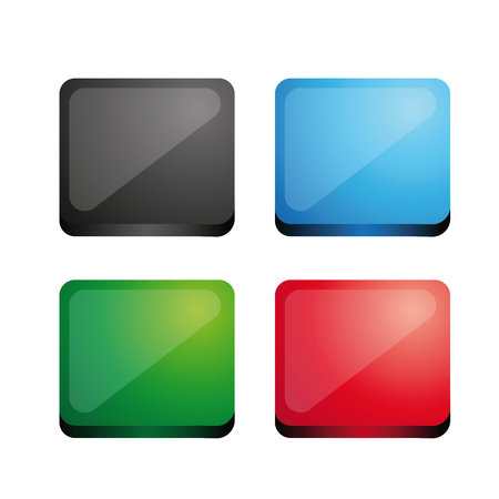 Glossy square 3d plastic speech bubble vector setのイラスト素材