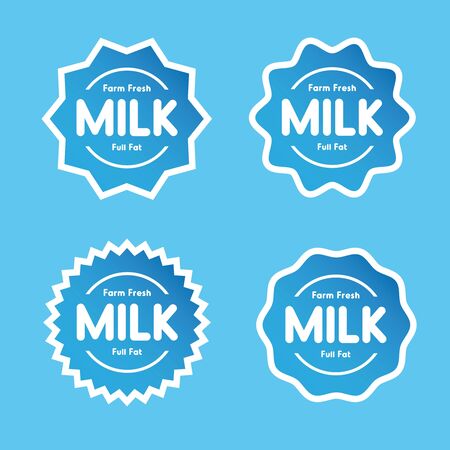 Farm fresh Milk - Full fat label setのイラスト素材
