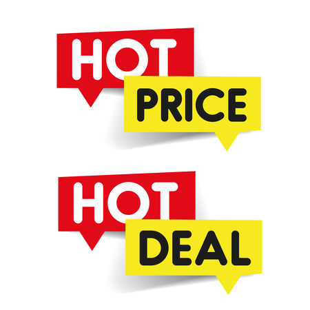 Hot Price, Hot deal label stickerのイラスト素材