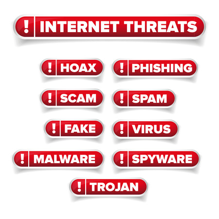 Internet threats button set  - Hoax, Spam etcのイラスト素材