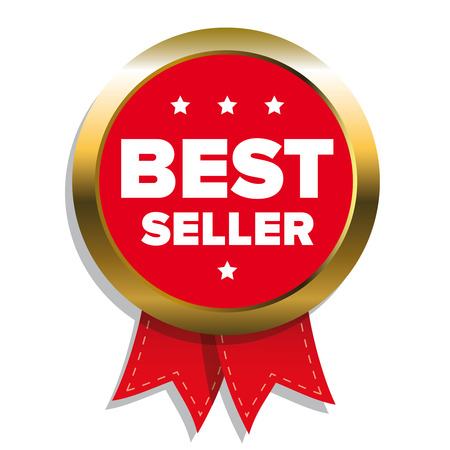 Best Seller badge with red ribbonのイラスト素材