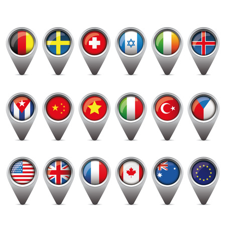 World flags pointer set vectprのイラスト素材