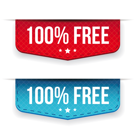 Hundred percent free  ribbon setのイラスト素材