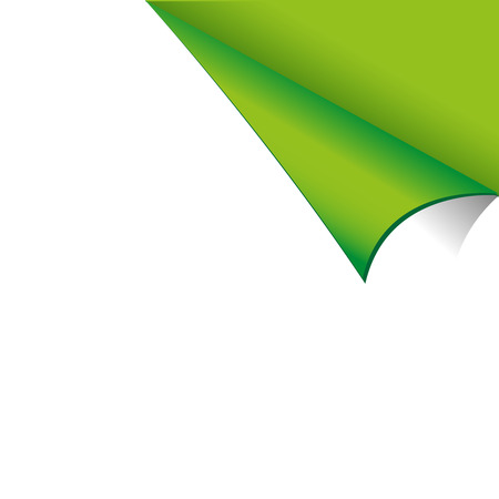 Curled White Paper Corner with Green Backgroundのイラスト素材