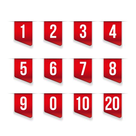 Red ribbons with number setのイラスト素材