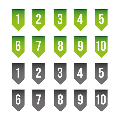 Number set ribbon green and grey vectorのイラスト素材