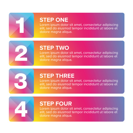 One Two Three Four steps progress bar vectorのイラスト素材