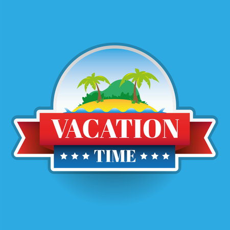 Vacation Time tropical island cartoonのイラスト素材